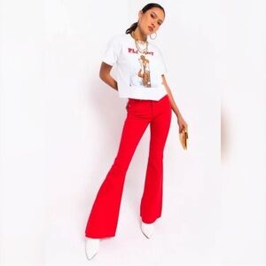 Akira Float on Flare Red Jeans